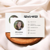 Foto QR Code Minimalist Beige Visitekaartje