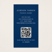 Foto QR code mode donkerblauwe visitekaartjes (Achterkant)