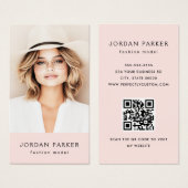 Foto QR code mode model roze visitekaartjes (Voorkant /achterkant)