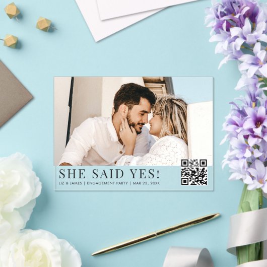 Foto QR Code Modern Engagement Party Acryl Uitnodigingen (Insitu (Huwelijk))