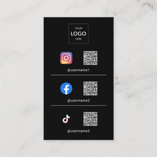 Foto QR Code Modern Logo Zwart Visitekaartje (Voorkant)