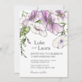 Foto QR Code Modern Pansy Wedding Kaart (Voorkant)