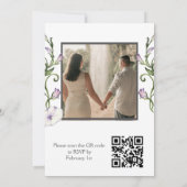 Foto QR Code Modern Pansy Wedding Kaart (Achterkant)