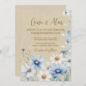 Foto QR Code Moderne Wildflower bruiloft Kaart (Voorkant / Achterkant)