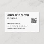 Foto QR Code Monogram Eenvoudig Elegant Visitekaartje (Achterkant)
