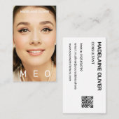 Foto QR Code Monogram Eenvoudig Elegant Visitekaartje (Voorkant / Achterkant)