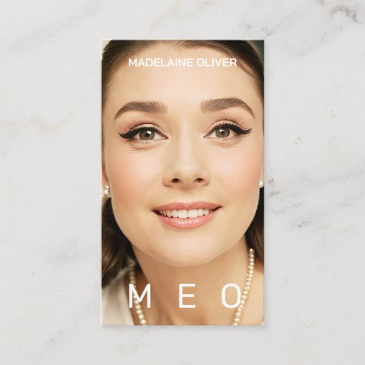 Foto QR Code Monogram Eenvoudig Elegant Visitekaartje (Voorkant)