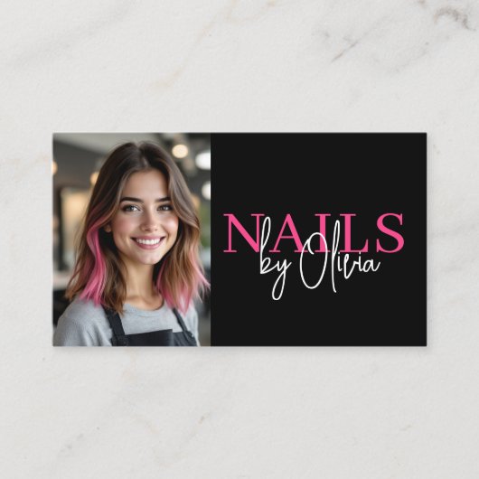 Foto QR Code Nail Specialist Artis Typografie Visitekaartje (Voorkant)