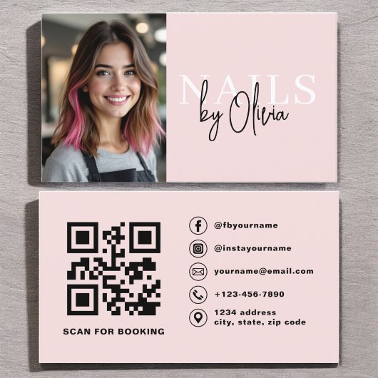 Foto QR Code Nail Specialist Moderne Typografie Visitekaartje