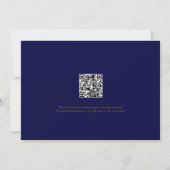 Foto QR Code Navy Blue Gold Elegant Weddenschap Save The Date (Achterkant)
