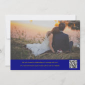 Foto QR Code Navy Blue Gold Elegant Weddenschap Save The Date (Achterkant)