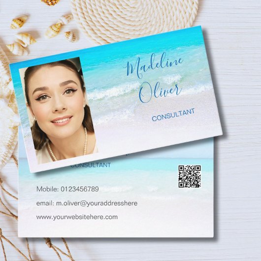 Foto QR Code Ocean Beach Zee Travel Blue Visitekaartje