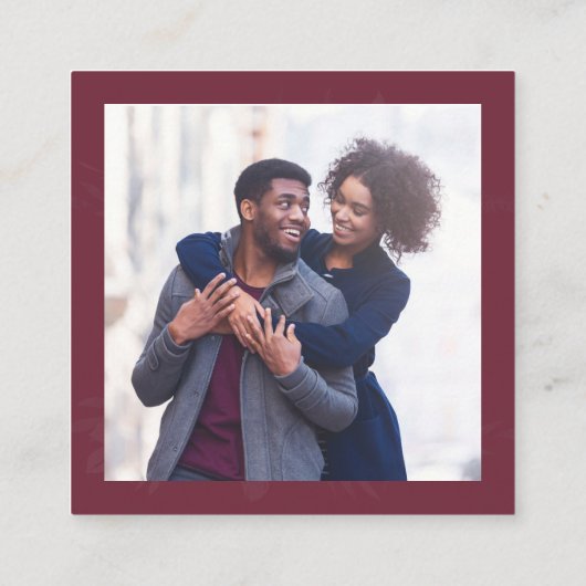 Foto QR-code online RSVP bordeauxgrijs botanisch Informatiekaartje (Achterkant)