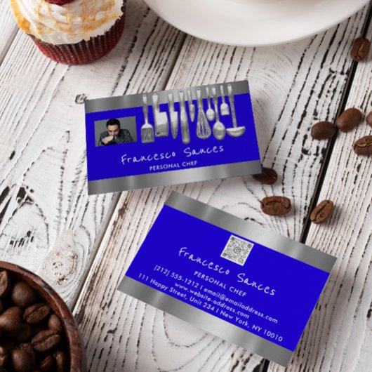 Foto QR Code Personal Chef Cooking Blue Visitekaartje