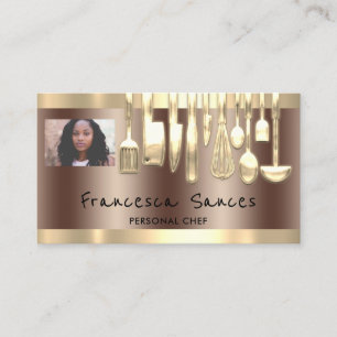 Foto QR Code Personal Chef Cooking Gold Knifes Visitekaartje