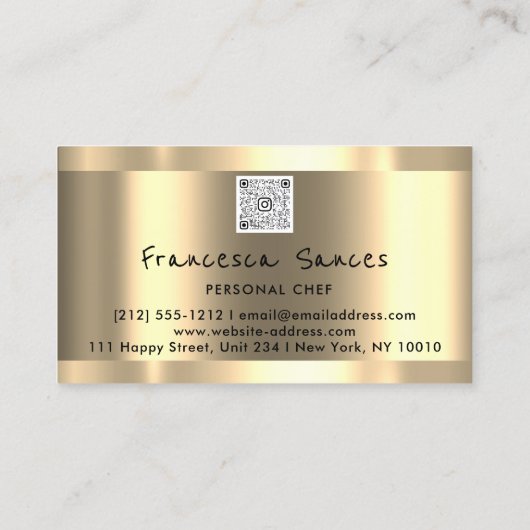 Foto QR Code Personal Chef Cooking Golden Knife Visitekaartje (Achterkant)
