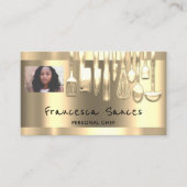 Foto QR Code Personal Chef Cooking Golden Knife Visitekaartje (Voorkant)