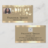 Foto QR Code Personal Chef Cooking Lounge Mustard Visitekaartje (Voorkant / Achterkant)