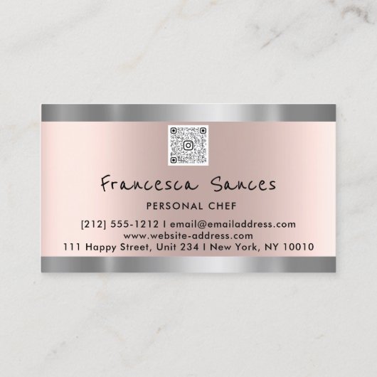 Foto QR Code Personal Chef Cooking Lounge Silver Visitekaartje (Achterkant)