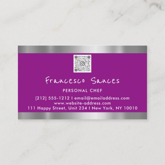 Foto QR Code Personal Chef Cooking Lounge Visitekaartje (Achterkant)