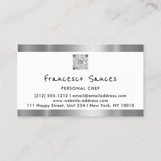 Foto QR Code Personal Chef Cooking Lounge White Visitekaartje (Achterkant)