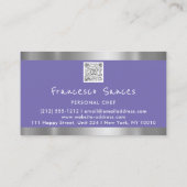 Foto QR Code Personal Chef Cooking Paars Visitekaartje (Achterkant)