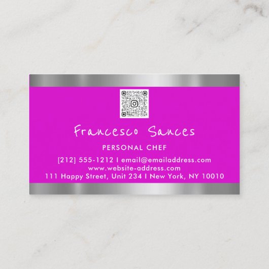 Foto QR Code Personal Chef Cooking Paars Visitekaartje (Achterkant)