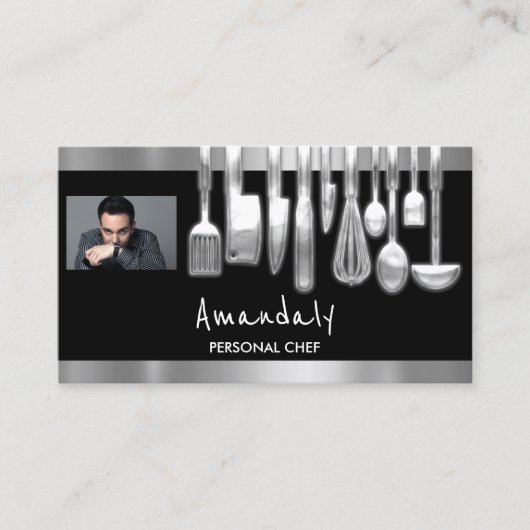Foto QR Code Personal Chef Cooking Restaurant Bar Visitekaartje (Voorkant)