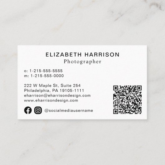 Foto QR Code Professional Visitekaartje (Achterkant)