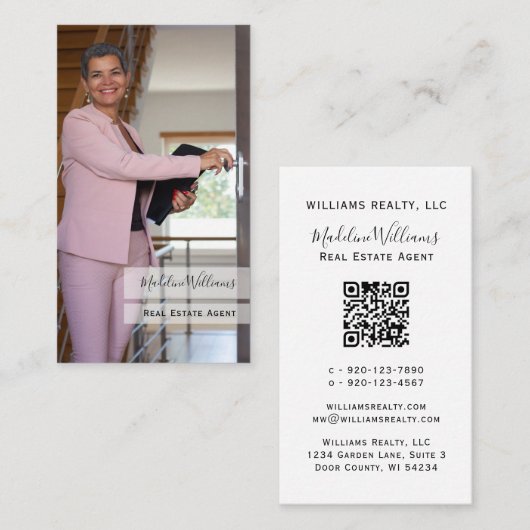 Foto QR Code Real Estate Agent Visitekaartje (Voorkant / Achterkant)