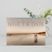 Foto QR code Roos Gold Foil Save the Date Kaart (Staand Voorkant)