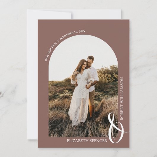 Foto QR Code Roos Taupe Wedding Save The Date (Voorkant)