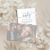 Foto QR code RSVP online blauw bloemig elegant Informatiekaartje