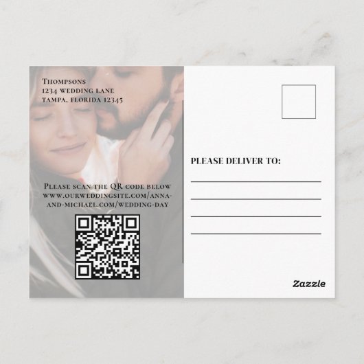 Foto QR Code Save the Date Modern Minimalist Briefkaart (Achterkant)