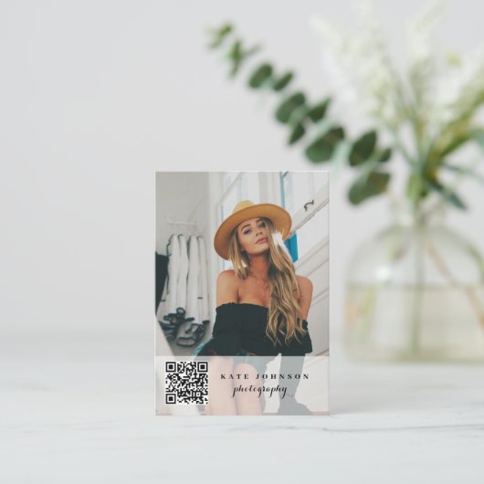 Foto QR Code Script Aangepaste sociale media picto Visitekaartje (Staand voorkant)