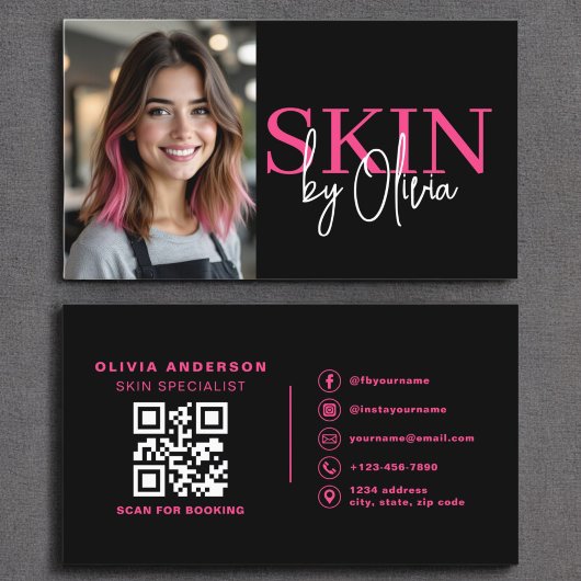 Foto QR Code Skin Care Specialist Hot Pink Visitekaartje