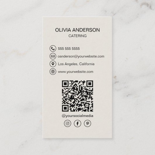 Foto QR Code Social Media Catering Visitekaartje (Achterkant)