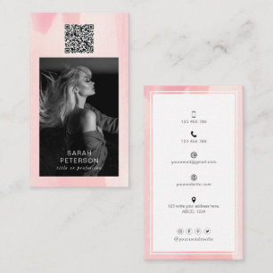 Foto QR code trendy abstracte waterverf persoonlij Visitekaartje
