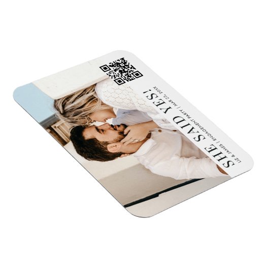 Foto QR Code Trendy Uitnodiging voor Verlovingsfee Magneet (Rechterzijde)