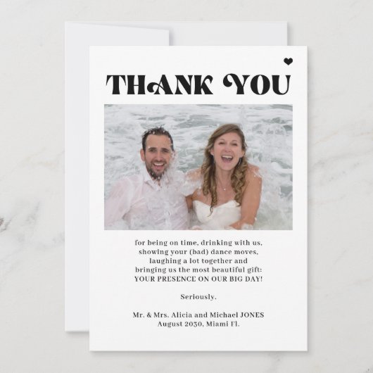 Foto QR code typografie bruiloft bedankkaart Kaart (Voorkant)