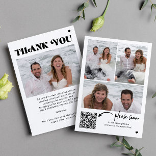 Foto QR code typografie bruiloft bedankkaart Kaart