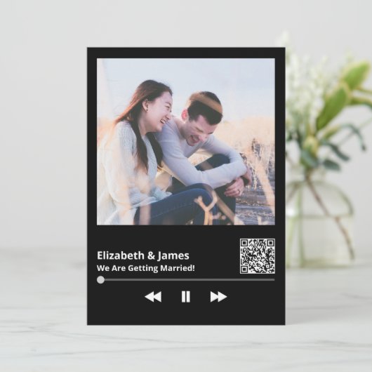 Foto QR Code Unieke bruiloft uitnodiging (Staand voorkant)