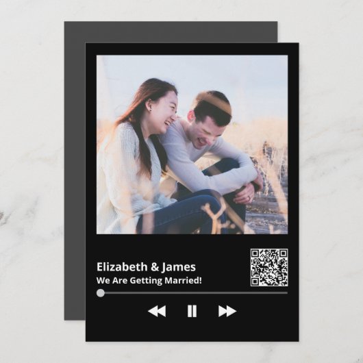 Foto QR Code Unieke bruiloft uitnodiging (Voorkant / Achterkant)