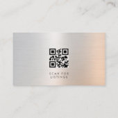 Foto QR-code Vastgoedmakelaar Geborsteld Metaal Visitekaartje (Achterkant)