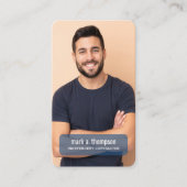 Foto QR-code Verbind Met Mij Blauw Modern Visitekaartje (Voorkant)