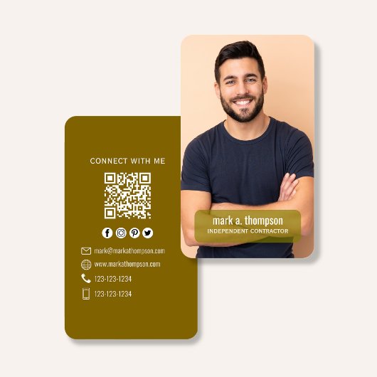 Foto QR-code Verbind met Mij Mosterd Modern Visitekaartje