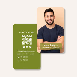 Foto QR-code Verbind met mij Olijfgroen Visitekaartje