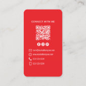 Foto QR-code Verbind met Mij Rood Modern Visitekaartje (Achterkant)