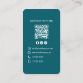 Foto QR-code Verbind Met Mij Teal Modern Visitekaartje (Achterkant)