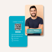 Foto QR-code Verbind met mij Teal Modern Visitekaartje